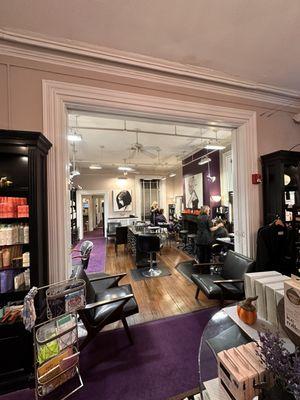 Looking into one of the many hair areas (they have 3!) from the boutique and checkout.