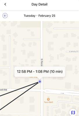 My Life 360 showing how long it took to get my smog today!