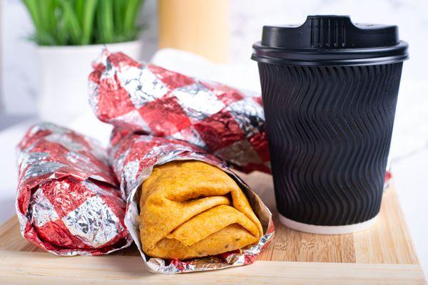Breakfast Burrito and Coffee available daily
