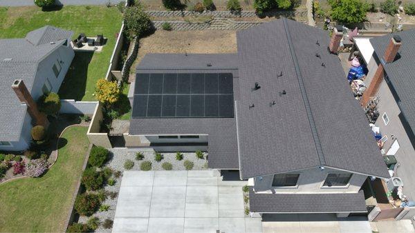 Smaller solar system on a brand new composition roof