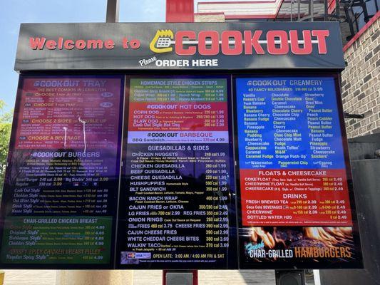 Menu in the drive thru lane