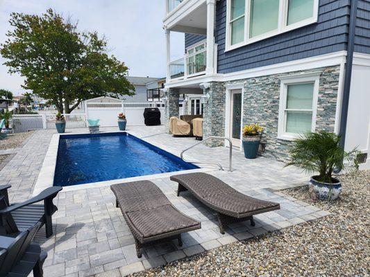 Paver pool Patio and water feature