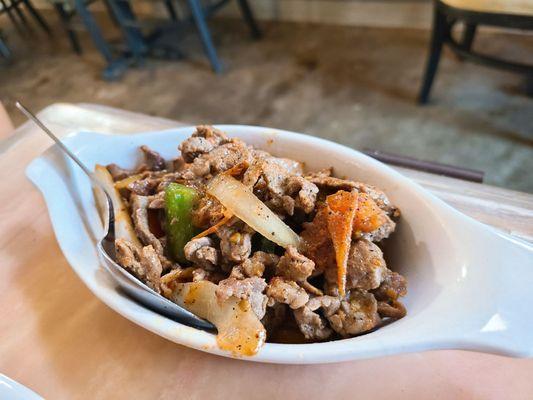 Siga tibs (comes with veggie dish)