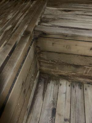 Filthy men's sauna that does not get cleaned for months