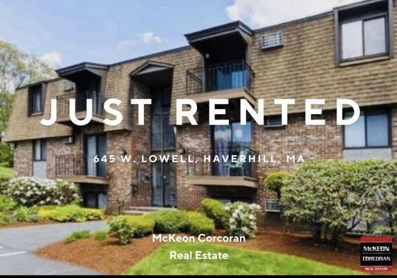 Just rented by McKeon Corcoran real estate agency