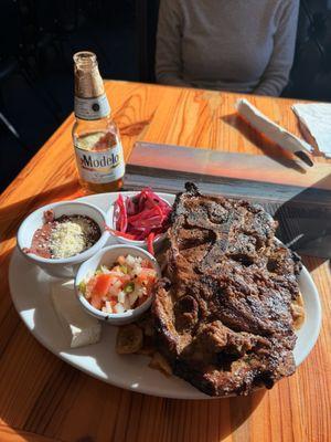 Pork Chop. Amazing flavor and ever so tender. An amazing local spot filled with a culinary delight. Top notch.