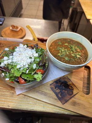 Lentil soup and house salad