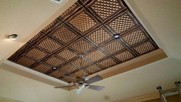 D230 Antique Gold PVC 2x2 Ceiling Tile