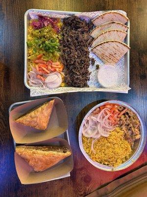 DNER/SHAWARMA (BOWL), Peri-Peri (bowl), and 2 Walnut Baklava