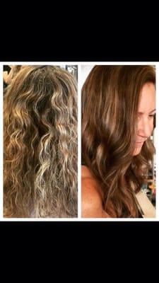 Before (old summer hair) on left After (new winter hair) on right