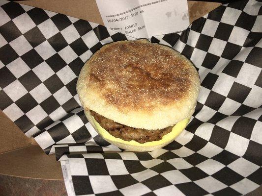 Sausage and egg English muffin
