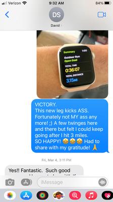 Text I sent to David to let him know he worked his magic!