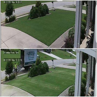 Top photo is my lawn BEFORE this company ruined it.  The bottom photo the same lawn after they ruined it.