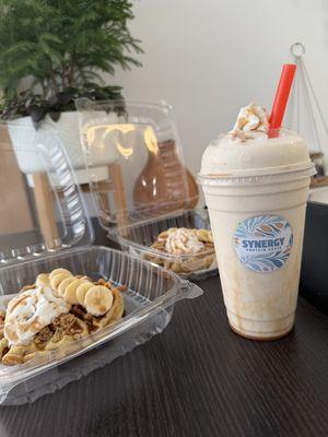 Protein shakes and waffles.