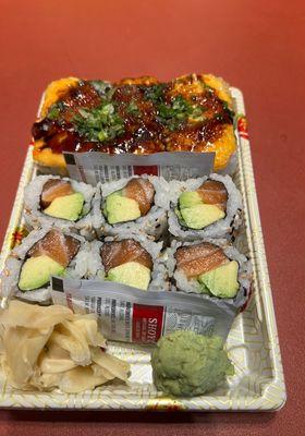 VOLCANO ROLL* and SALMON AVOCADO ROLL*