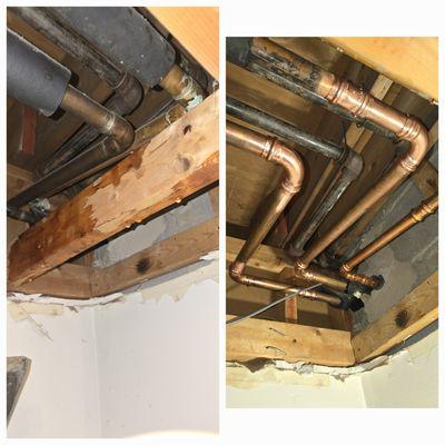 Before and after for pipe repair in Willow Grove, PA