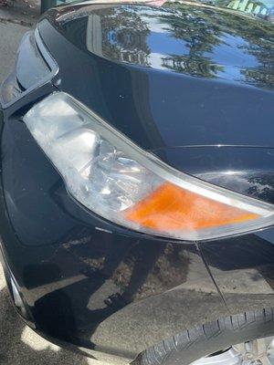 You see that 1-1/2" grinded corner? Dont tell me that you had a job to buff my headlights and deny that you guys didn't cause this damage.