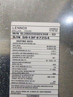 Model number for blower motor