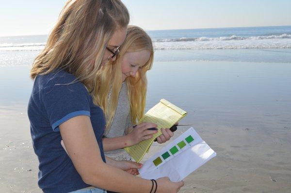 Students collecting data for science.