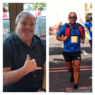 Down 70lbs and in marathon shape before his 50th birthday! You are awesome Chris!!