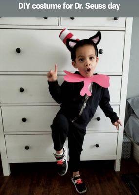 the kids were encouraged to DIY Dr. Seuss costumes for the last day of an entire Dr. Seuss week they had at school.