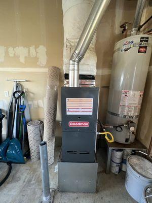 New replacement of a residential furnace.
