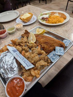 Catfish with oysters and shrimp