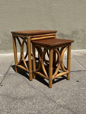 Kane Kraft rattan nesting tables