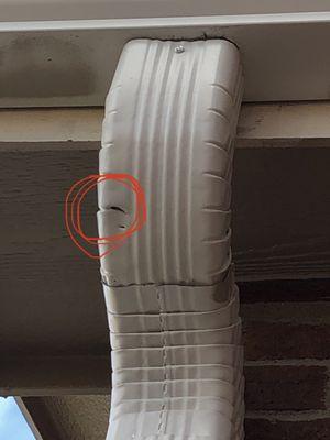 Damaged done by another contractor that L&A Gutter repaired in less than 24hrs from my call!