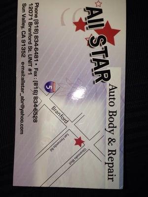 Back of business card