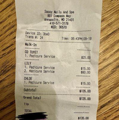 That added service added to my manicure. Check your recipient their rip offs