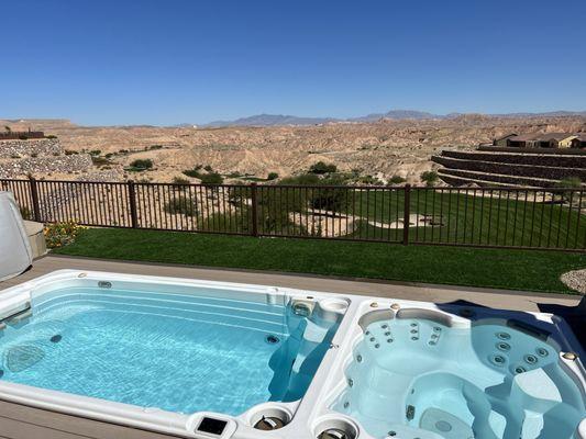 A swim spa with a view