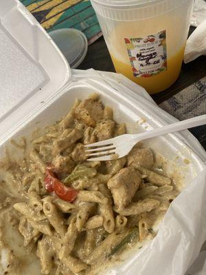 Rasta Pasta and mango ginger fruit juice 10/10