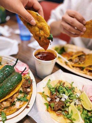 Birria tacos! That dip, tho.