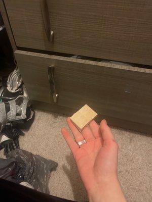 broken dresser drawer, This piece of wood fell out after it being "fixed" when I moved in.
