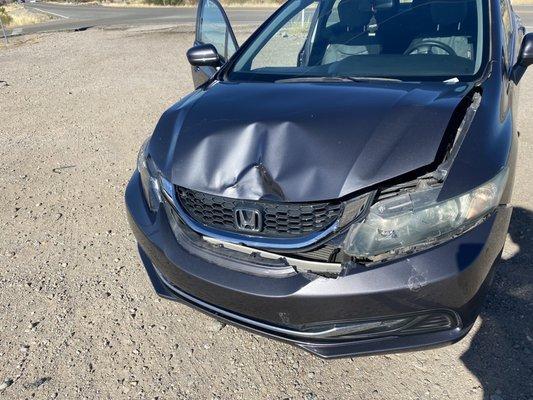 Collision accident 2015 Honda Civic Sedan.