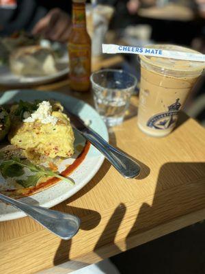 Iced Latte Soft Chili Scramble w/ Avocado