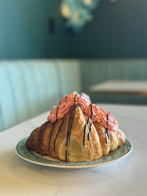 Strawberry and chocolate croissant