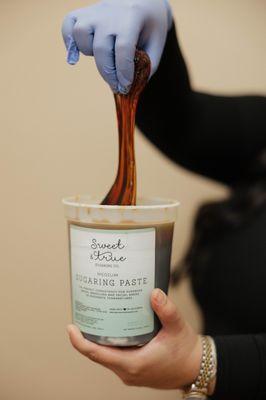 Our sugar paste used for hair removal, made from just sugar, water and lemon!
