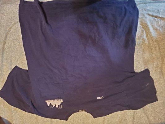 Front view, I have a pocket for carrying a ballpoint.