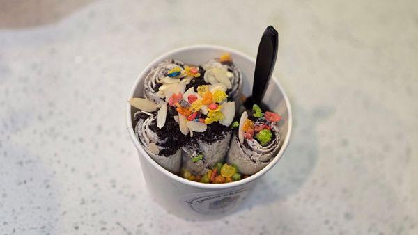 Cookie Monster ice cream rolls