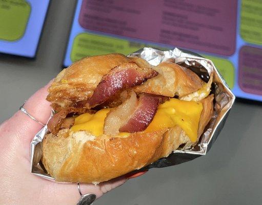 Bacon, egg, and cheese breakfast sandwich