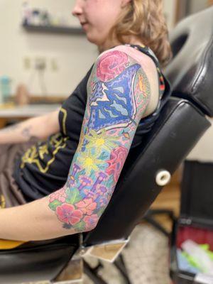 Color under the sea illustrative tattoo from Liquid Color Tattoo Studio in Fort Collins, CO.