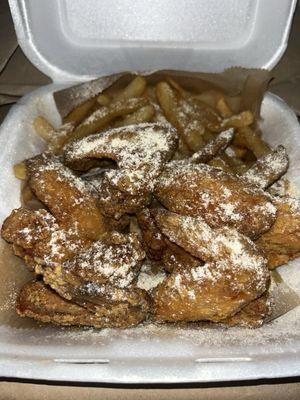 6 piece wings and fries
