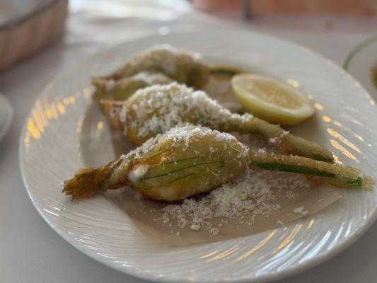 Buffalo Ricotta Stuffed Squash Blossoms