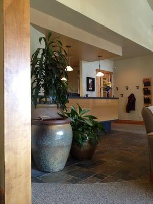 Partial view of lobby - front desk with water fountain