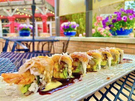 Mango tango roll (unlisted on the menu now but they still carry it) we replaced the jalapeño with coconut flakes. Definitely a favorite