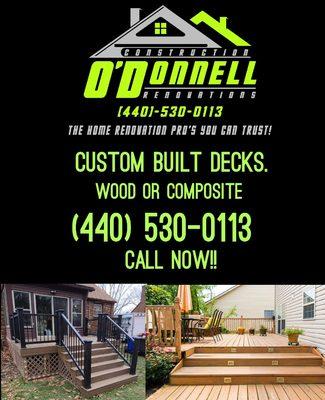 Looking for a custom deck? Give us a call!!