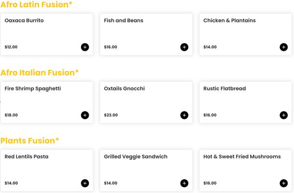 Afro Latin Fusion, Afro Italian Fusion, Plant Fusion - Call now to place order for lunch!