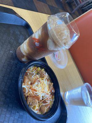 Root beer float and original bowl.